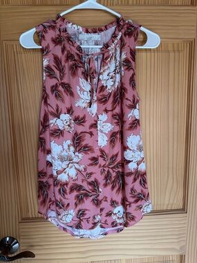 LOFT Floral Sleeveless Shell Top - Rose Mauve BRAND NEW